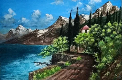 Pictura acrilica - Peisaj mountan