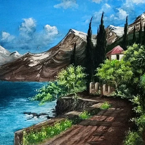 Pictura acrilica - Peisaj mountan